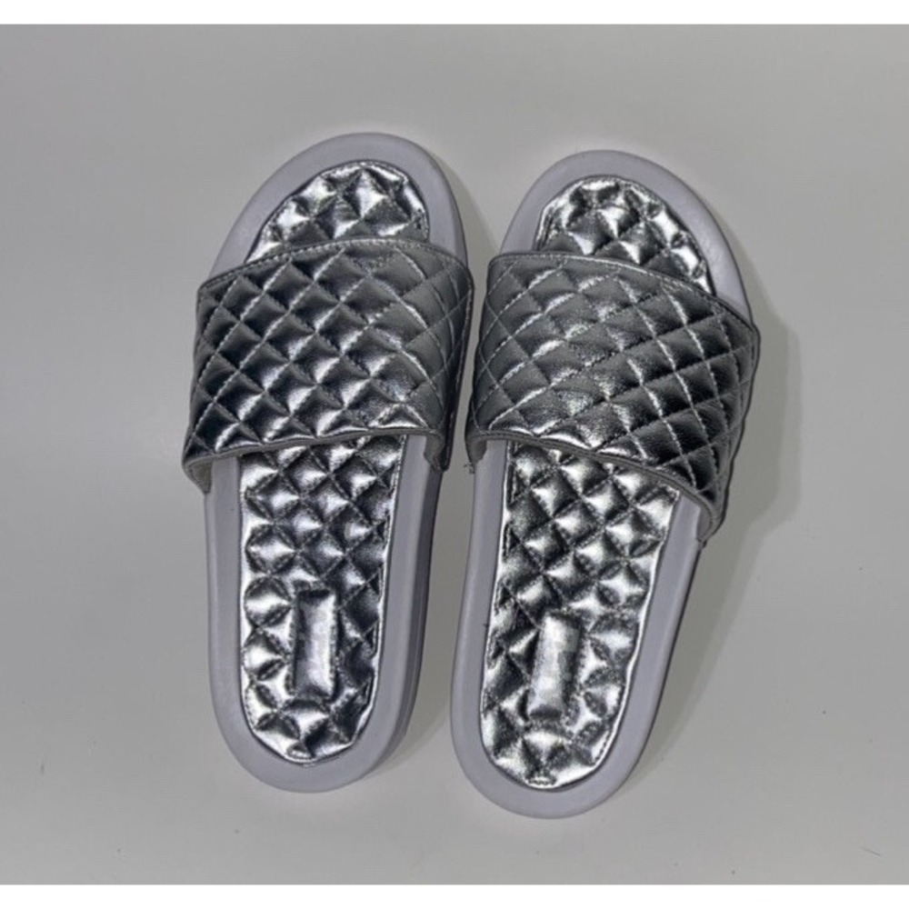 APL Slide Athletic Propulsion Labs Silver Sandal Quilted NEW Women's 7 New $220 - Picture 5 of 9